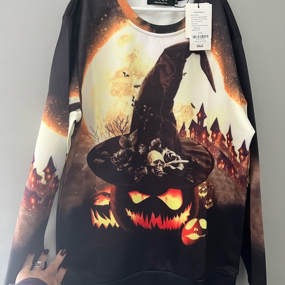 SSLR Men's Fun Printed Crew Neck Long Sleeve Halloween Sweatshirt Size Small - Picture 1 of 6